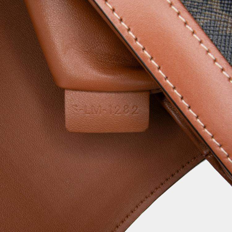 Pre Owned Celine Brown Classique Triomphe Coated Canvas and Calfskin Triomphe Crossbody