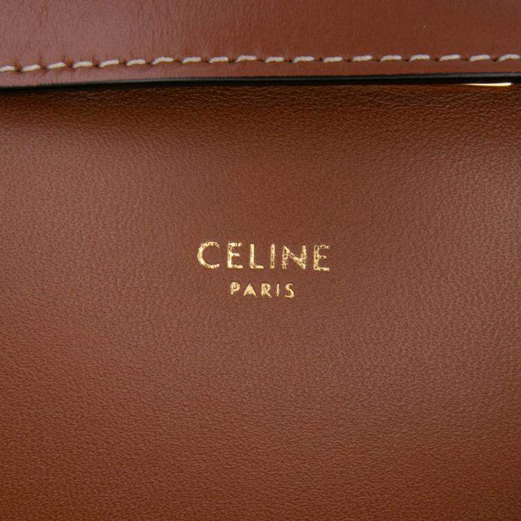 Pre Owned Celine Brown Classique Triomphe Coated Canvas and Calfskin Triomphe Crossbody