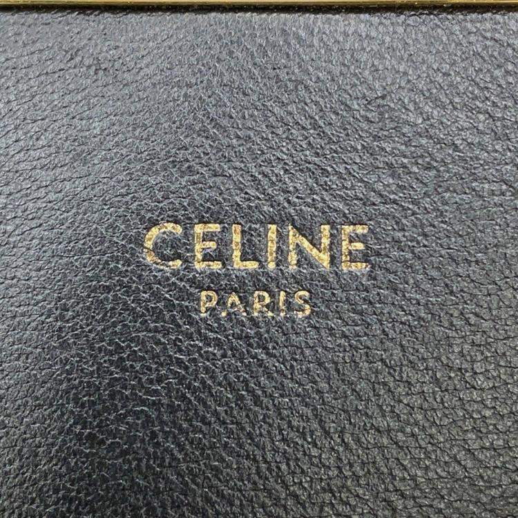 Pre Owned Celine Triomphe Teen Shoulder Bag Black/Beige Canvas Leather