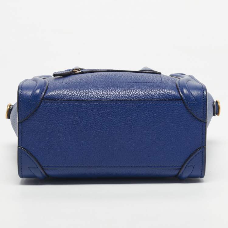 Pre Owned Celine Blue Leather Nano Luggage Tote