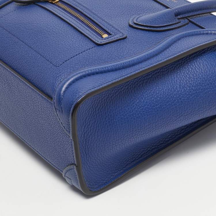 Pre Owned Celine Blue Leather Nano Luggage Tote