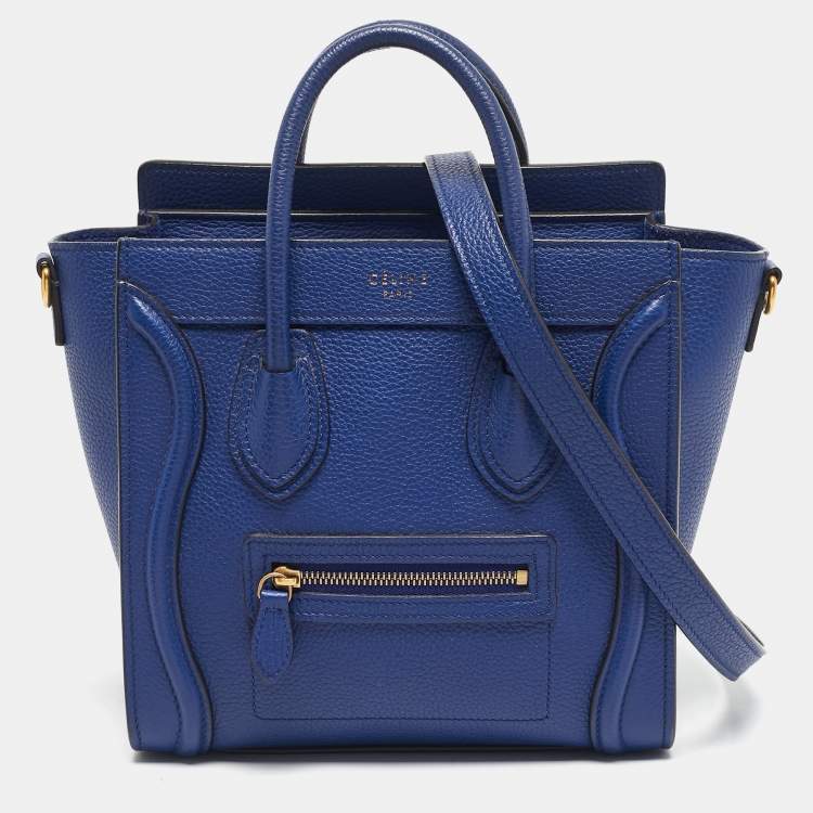 Pre Owned Celine Blue Leather Nano Luggage Tote
