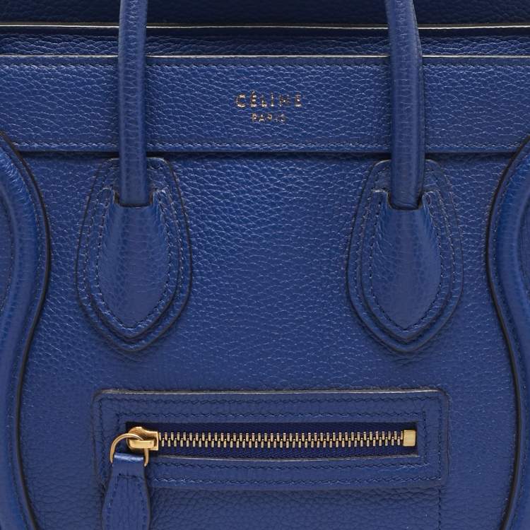 Pre Owned Celine Blue Leather Nano Luggage Tote