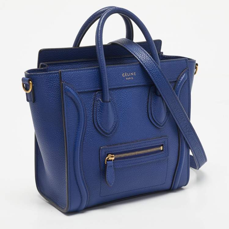 Pre Owned Celine Blue Leather Nano Luggage Tote