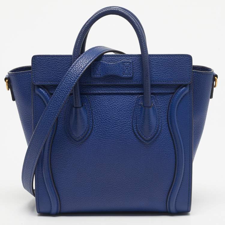 Pre Owned Celine Blue Leather Nano Luggage Tote
