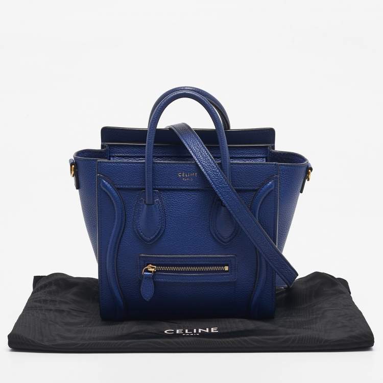 Pre Owned Celine Blue Leather Nano Luggage Tote