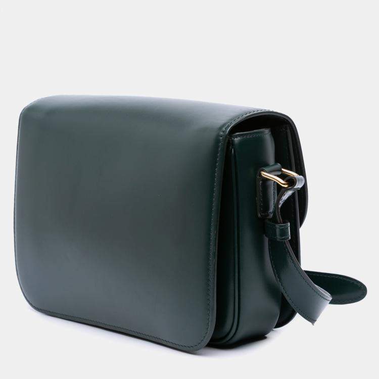 Pre Owned Celine Green Classique Shiny Calfskin Triomphe Crossbody