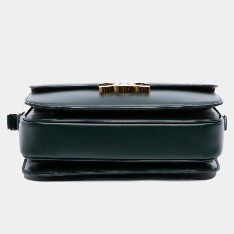 Pre Owned Celine Green Classique Shiny Calfskin Triomphe Crossbody