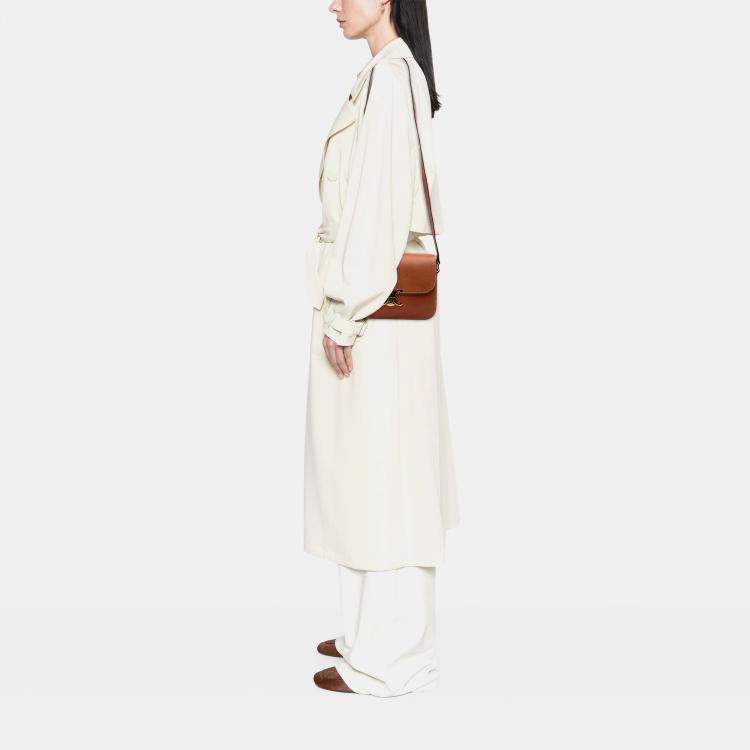Pre Owned Celine Brown Classique Natural Calfskin Triomphe Crossbody
