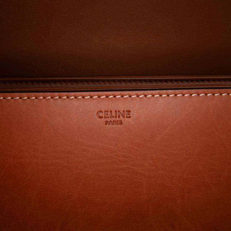 Pre Owned Celine Brown Classique Natural Calfskin Triomphe Crossbody