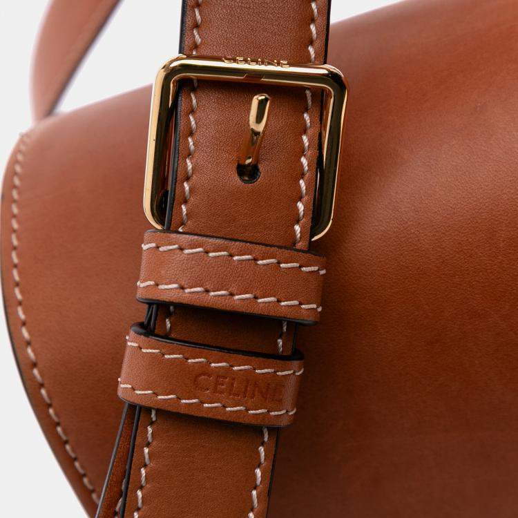 Pre Owned Celine Brown Classique Natural Calfskin Triomphe Crossbody