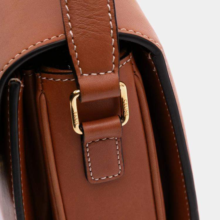 Pre Owned Celine Brown Classique Natural Calfskin Triomphe Crossbody
