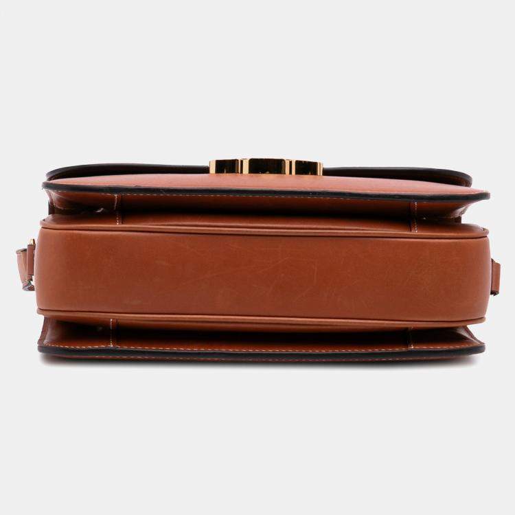 Pre Owned Celine Brown Classique Natural Calfskin Triomphe Crossbody