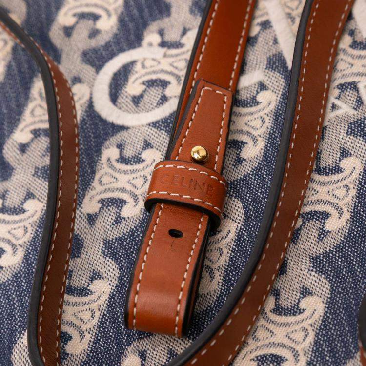 Pre Owned Celine Blue Small Triomphe Canvas Maillon Vertical Cabas Satchel