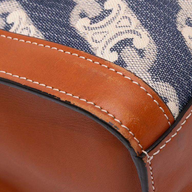 Pre Owned Celine Blue Small Triomphe Canvas Maillon Vertical Cabas Satchel