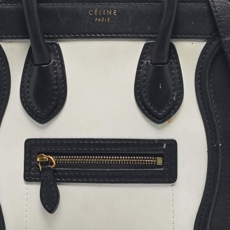 Pre Owned Celine Tricolor Leather and Suede Nano Luggage Tote
