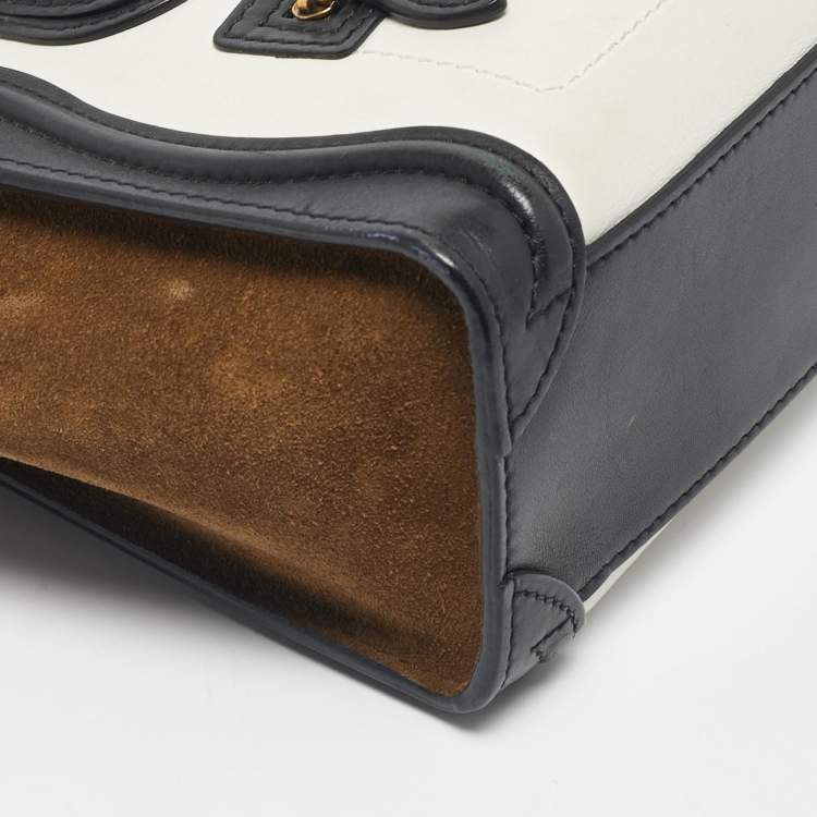 Pre Owned Celine Tricolor Leather and Suede Nano Luggage Tote