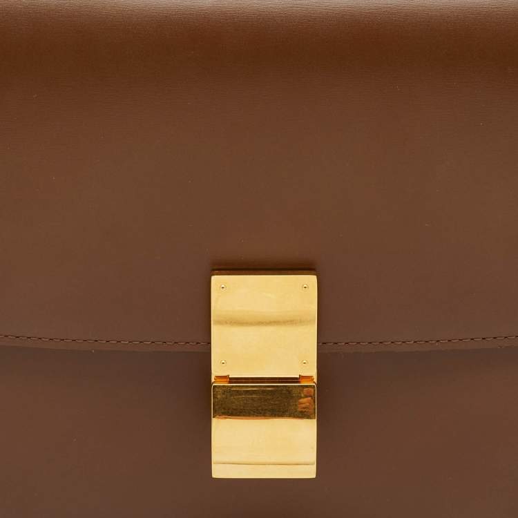 Pre Owned Celine Brown Leather Medium Classic Box Shoulder Bag