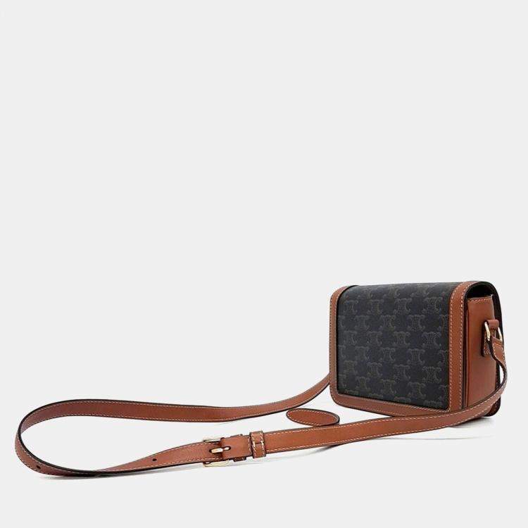 Pre Owned Celine Black Brown PVC Triumph Bag Tin