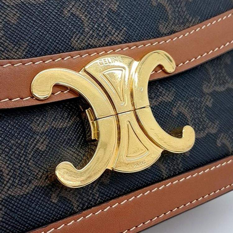 Pre Owned Celine Black Brown PVC Triumph Bag Tin