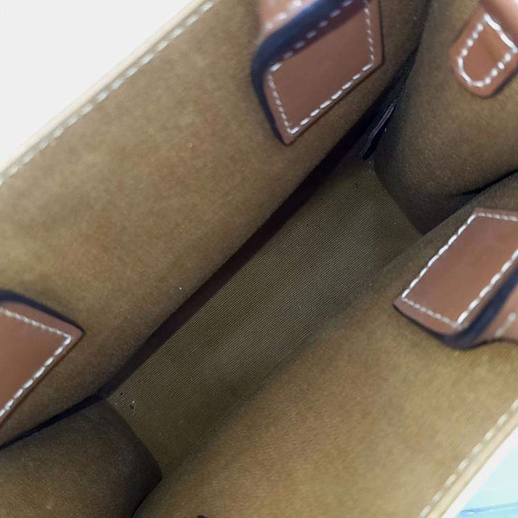 Pre Owned Celine Brown Cream PVC Triumph Cabas Vertical Mini bag