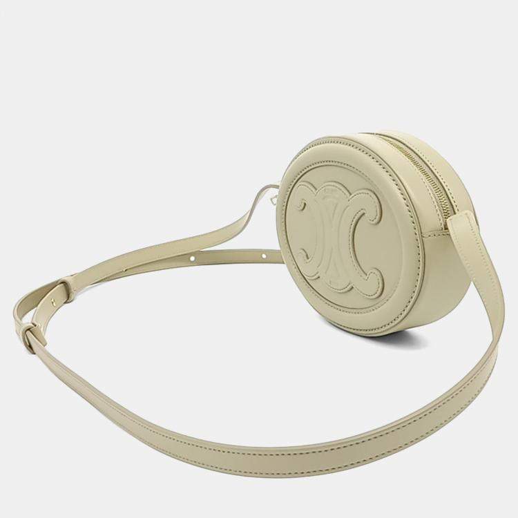 Pre Owned Celine Beige Leather Crossbody Oval Pulse
