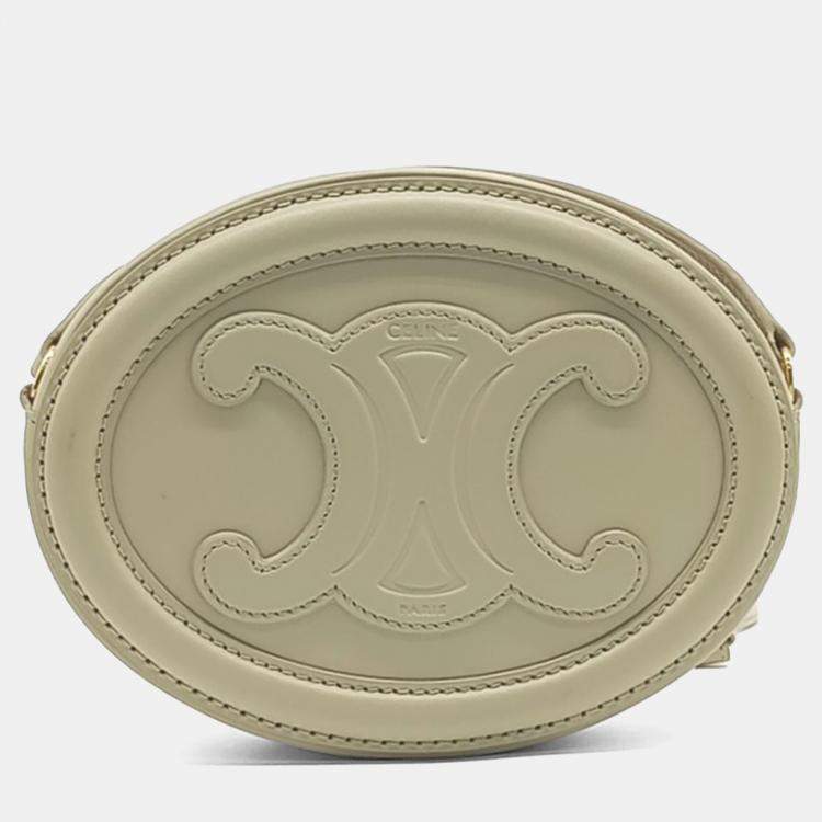 Pre Owned Celine Beige Leather Crossbody Oval Pulse