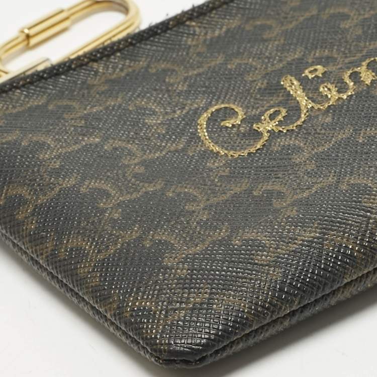 Pre Owned Celine Brown Triomphe Coated Canvas Embroidered Coin Purse 