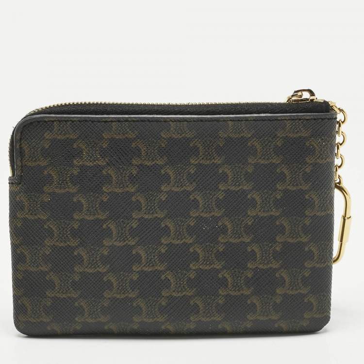 Pre Owned Celine Brown Triomphe Coated Canvas Embroidered Coin Purse 