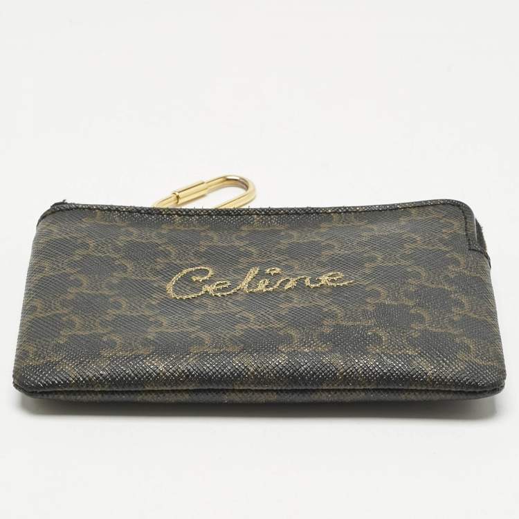 Pre Owned Celine Brown Triomphe Coated Canvas Embroidered Coin Purse 