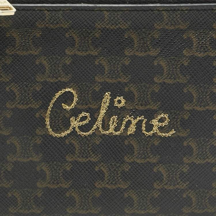 Pre Owned Celine Brown Triomphe Coated Canvas Embroidered Coin Purse 