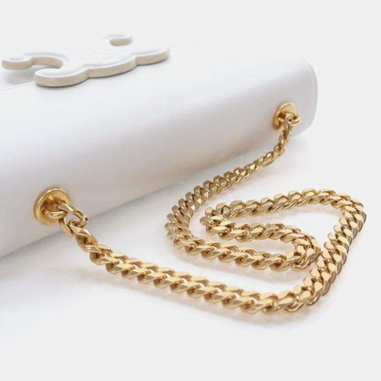 Pre Owned Celine Triomphe White Calfskin Shoulder Bag