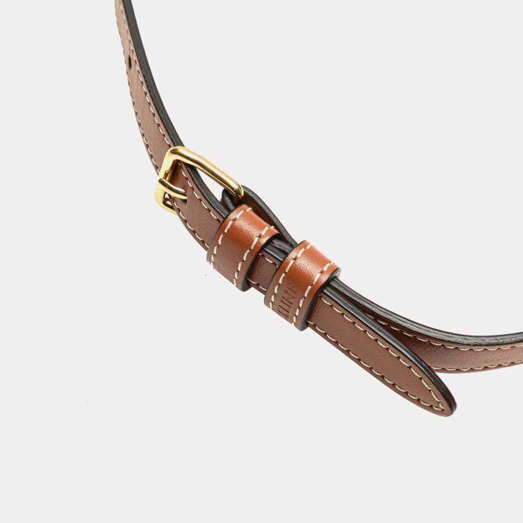 Pre Owned Celine Brown Medium Triomphe Coated Canvas Tambour Crossbody