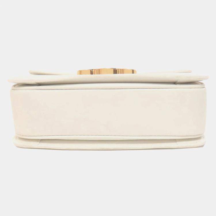 Pre Owned Celine Teen Triomphe White Calfskin/PVC Shoulder Bag