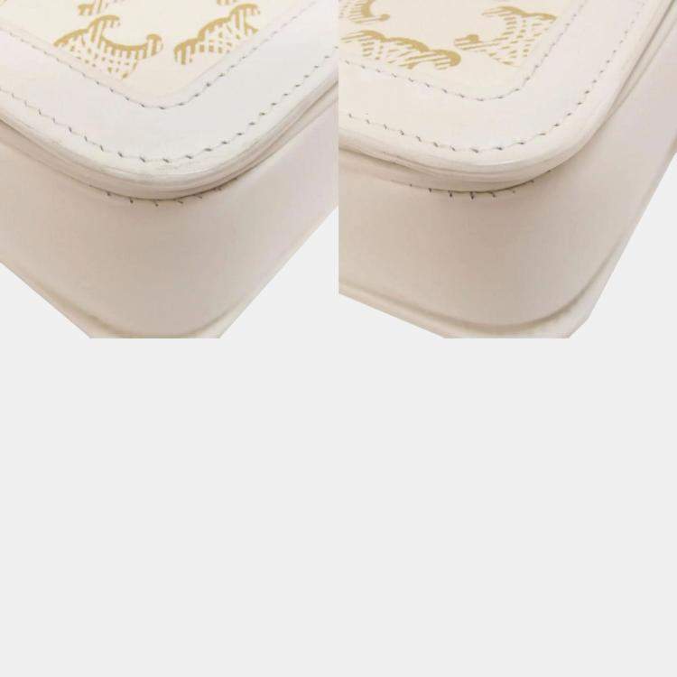 Pre Owned Celine Teen Triomphe White Calfskin/PVC Shoulder Bag