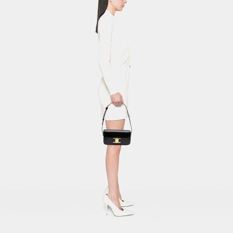 Pre Owned Celine Shiny Calfskin Black Claude Shoulder Bag