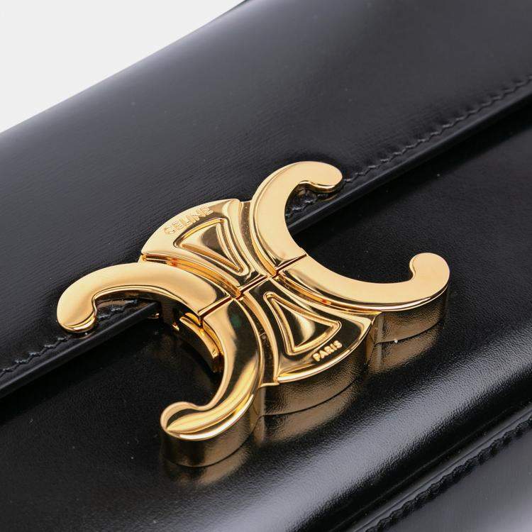 Pre Owned Celine Shiny Calfskin Black Claude Shoulder Bag