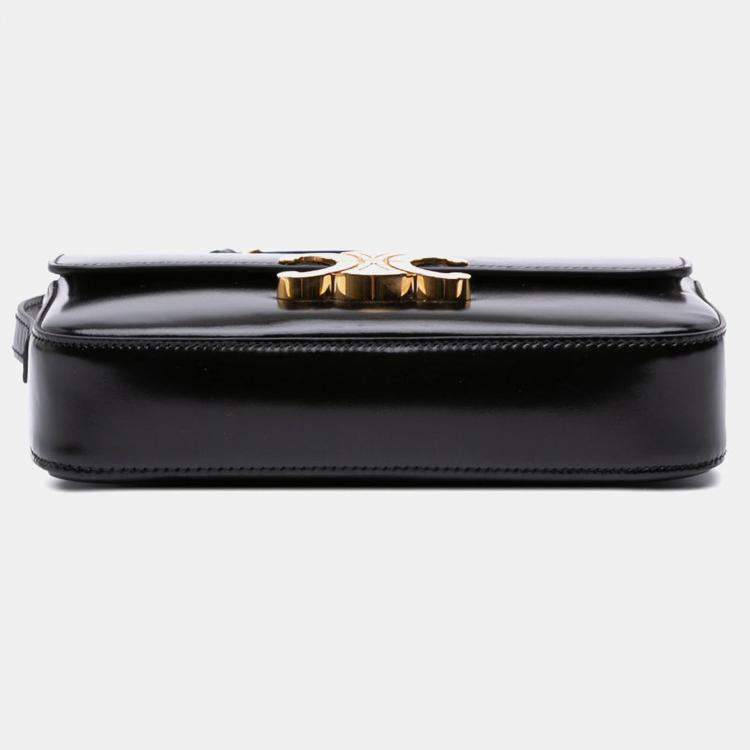 Pre Owned Celine Shiny Calfskin Black Claude Shoulder Bag
