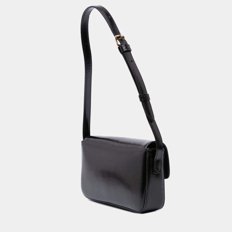 Pre Owned Celine Shiny Calfskin Black Claude Shoulder Bag