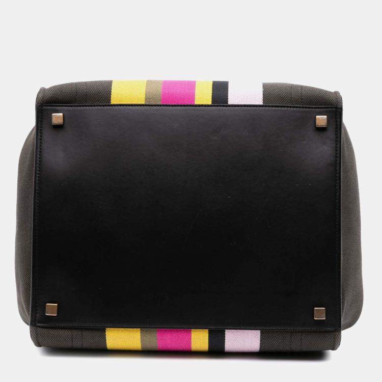 Pre Owned Celine Brown Medium Canvas Striped Phantom Luggage Tote