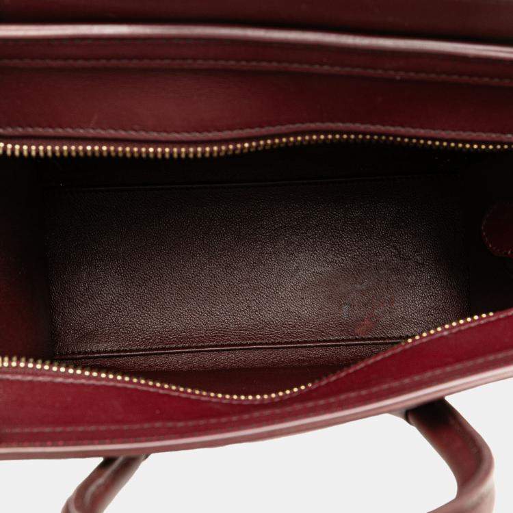 Pre Owned Celine Orange Red Nano Bicolor Suede and Calfskin Luggage Tote