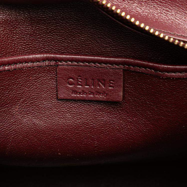 Pre Owned Celine Orange Red Nano Bicolor Suede and Calfskin Luggage Tote