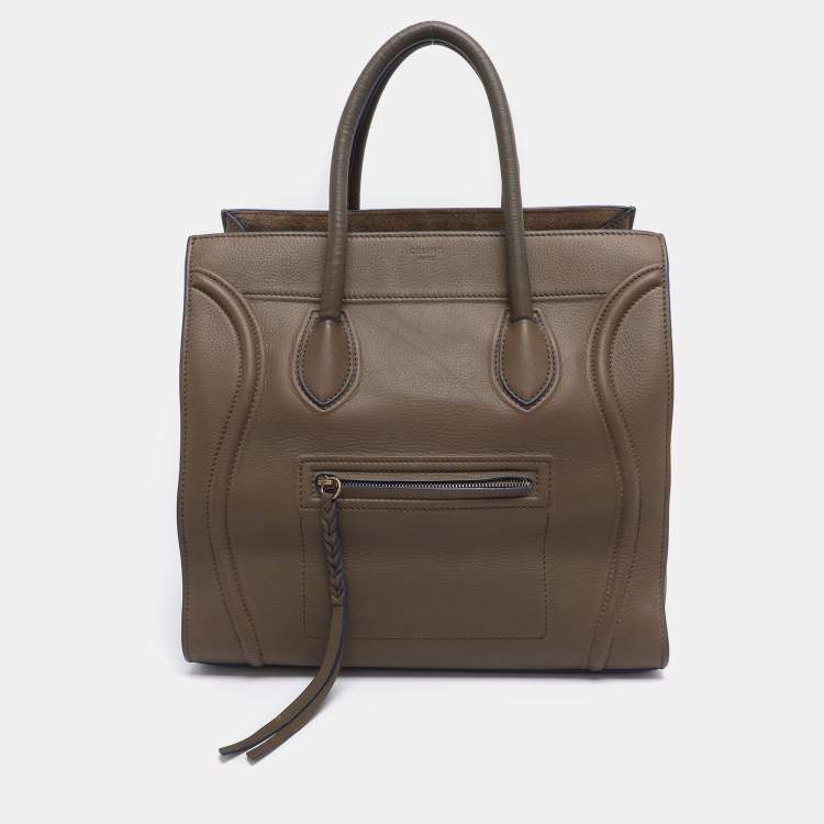 Pre Owned Celine Etoupe Leather Large Phantom Luggage Tote