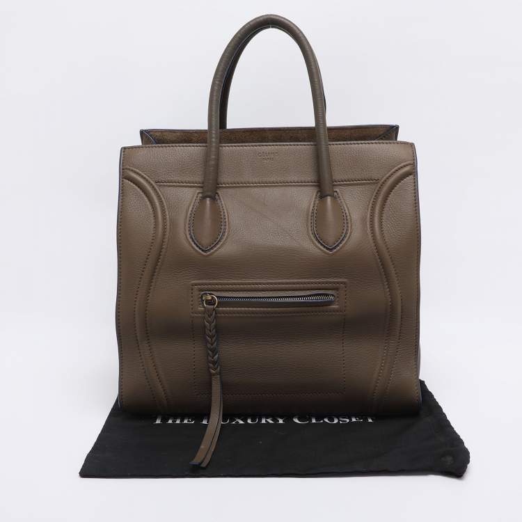 Pre Owned Celine Etoupe Leather Large Phantom Luggage Tote