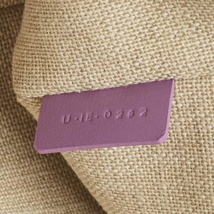 Pre Owned Celine Beige/Lilac Canvas and Leather Logo Wristlet Clutch