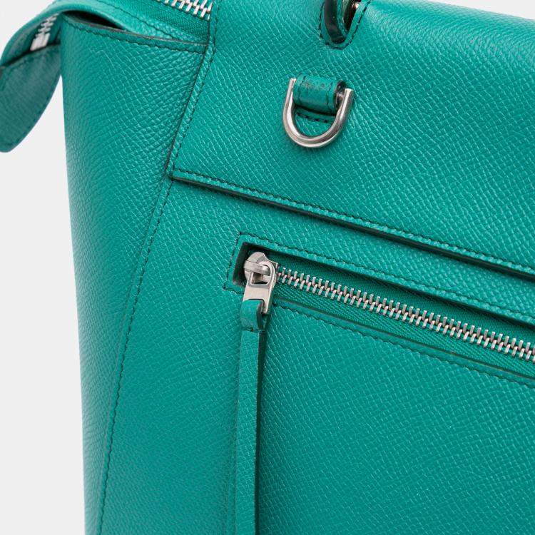 Pre Owned Celine Green Micro Grained Calfskin Belt Bag