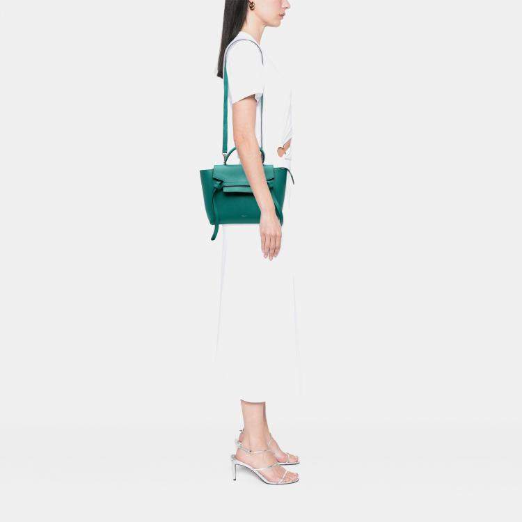Pre Owned Celine Green Micro Grained Calfskin Belt Bag