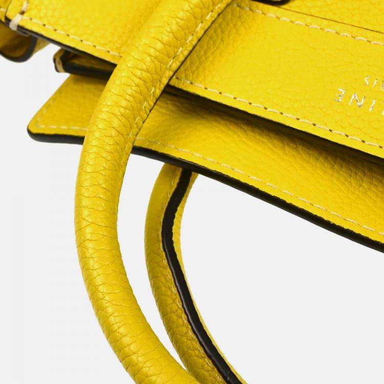 Pre Owned Celine Nano Luggage Yellow Leather Tote Bag