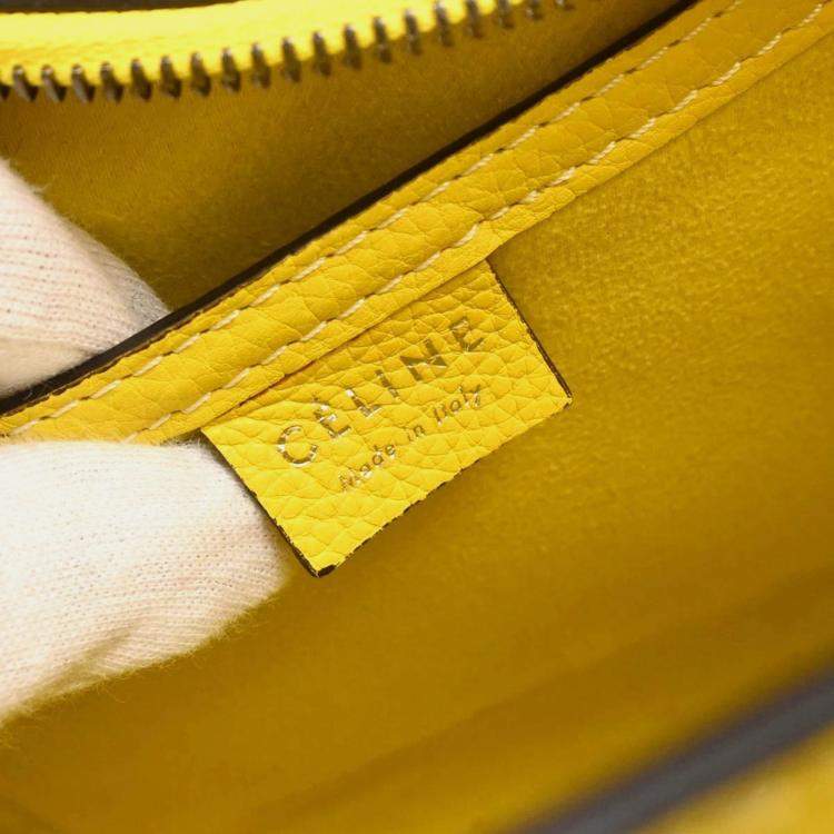 Pre Owned Celine Nano Luggage Yellow Leather Tote Bag