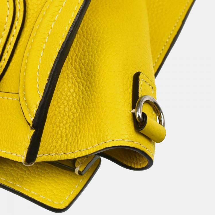 Pre Owned Celine Nano Luggage Yellow Leather Tote Bag